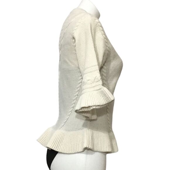 Kate Spade New York Neutral Pullover Knit White Cable Knit Sweater - Picture 3 of 13